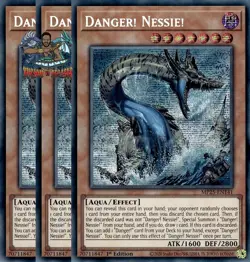 Yugioh! 3x Danger! Nessie! MP25-EN141 Prismatic Secret Rare 1st Ed NM - Image 1