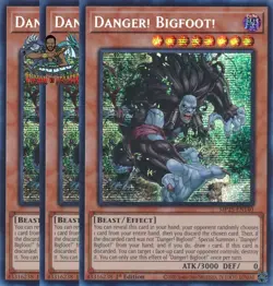 Yugioh! 3x Danger! Bigfoot! MP25-EN140 Prismatic Secret Rare 1st Ed NM - Image 1