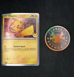 Pikachu 051 /162 Stamped 2026 Pokemon Day 30 Promo TCG With Coin - Image 1