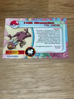 Hitmonlee #106 TV Animation Edition Non Holo Vintage Pokemon Topps Card TCG LP - Image 2