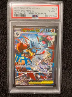 2025 POKEMON MEG EN-SPECIAL ILLUSTRATION RARE #179 MEGA LUCARIO EX PSA 10 - Image 1