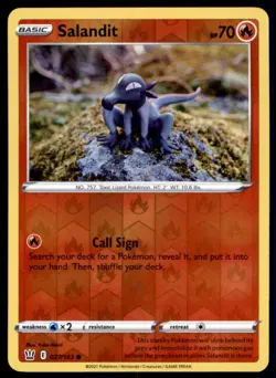 Salandit 027/163 Common Battle Styles Pokemon Reverse Holo Lightly Played - Image 1