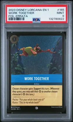 2023 DISNEY LORCANA EN 1-THE FIRST CHAPTER FOIL-ERRATA #165 WORK TOGETHER PSA 9 - Image 1