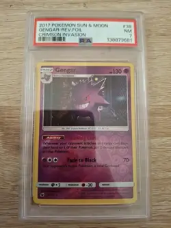 PSA 7 NM Gengar 38/111 Reverse Holo Rare Crimson Invasion 2017 Pokemon Card - Image 1