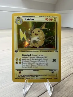 Pokemon TCG 1st Edition Raichu Fossil 14/62 Holo Rare (Holo Bleed) Read - Image 1