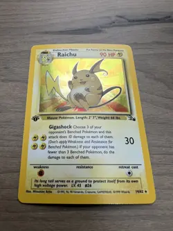 Pokemon TCG 1st Edition Raichu Fossil 14/62 Holo Rare (Holo Bleed) Read - Image 3