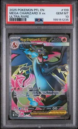 2025 POKEMON PFL EN PHANTASMAL FLAMES ULTRA RARE #109 MEGA CHARIZARD X EX PSA 10 - Image 2
