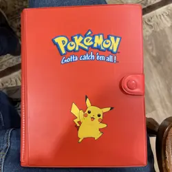 Vintage 1999 Authentic Red Pikachu Pokemon 4-Pocket Card Binder Book Album - Image 1