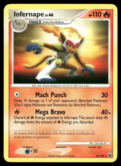 2008 Pokemon Infernape Rare Majestic Dawn 22/100 DMG - Image 1