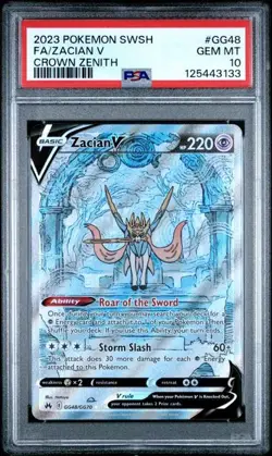 2023 Pokemon Crown Zenith Zacian V Full Art #gg48 Sword & Shield PSA 10 Gem Mint - Image 1