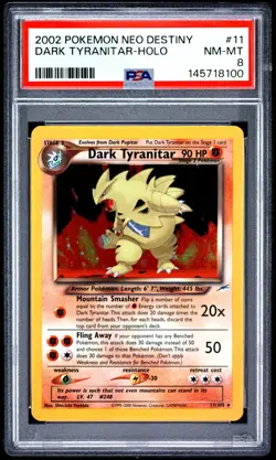 2002 Pokemon Neo Destiny Dark Tyranitar Holo PSA 8 #11/105 - Image 1