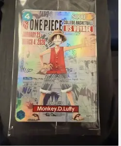 One Piece CCG Monkey D. Luffy College Basketball US Voyage Promo Holo Card - Image 1