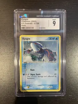 CGC 9 MINT Kyogre 2005 EX Emerald 6/106 Holo Pokemon Card - Image 1