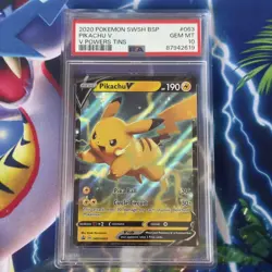 Pokemon Card | PSA 10 Pikachu V SWSH063 Sword & Shield Black Star Promo V Powers - Image 1