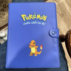 Vintage 1999 Pokemon Charmander Blue 4 Pocket 30 Page Trading Card Binder Rare - Image 1