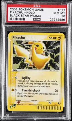 2003 POKEMON BLACK STAR PROMO #012 PIKACHU-HOLO PSA 10 - Image 1
