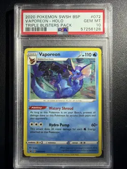 2020 POKEMON SWSH BLACK STAR PROMO TRIPLE BLISTERS PACK VAPOREON-HOLO PSA 10 - Image 3