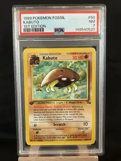 1999 POKEMON FOSSIL 1ST EDITION #50 KABUTO PSA 7 - Image 1