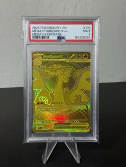 Pokemon 2025 Mega Charizard X ex 130/094 Gold Hyper Rare Phantasmal Flames PSA 9 - Image 1