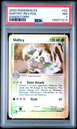 2003 POKEMON EX SANDSTORM #22 SHIFTRY-REVERSE FOIL PSA 7 - Image 1