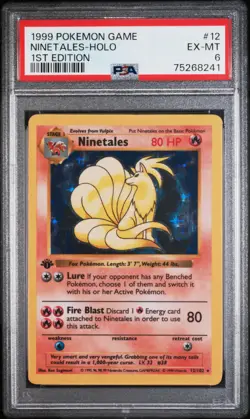 Ninetales #12 Holo Rare 1999 Pokemon Base Set 1st Edition PSA 6 - Image 1
