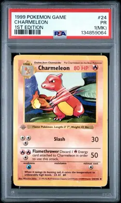 PSA 1 MK Charmeleon 1st Edition Shadowless Base Set 24/102 1999 Pokemon WoTC PR - Image 1