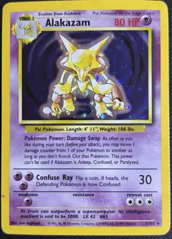 Alakazam 1/102 Base Set Unlimited Holo Rare HP Pokemon 19991 - Image 1