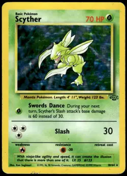 Scyther 10/64 Jungle Holo Rare MP Pokemon 1999 - Image 1
