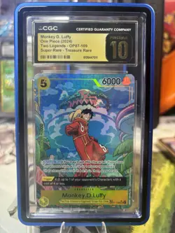 One Piece TCG- CGC Pristine 10 - Monkey.D.Luffy (TR)(SR) OP07-109 “Two Legends” - Image 1