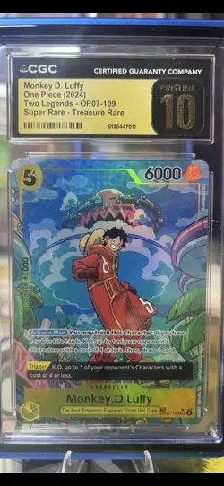 One Piece TCG- CGC Pristine 10 - Monkey.D.Luffy (TR)(SR) OP07-109 “Two Legends” - Image 2