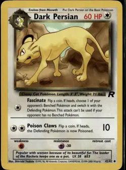 Dark Persian Uncommon Team Rocket 42/82 Colorless Unlimited Pokemon Card - Image 1