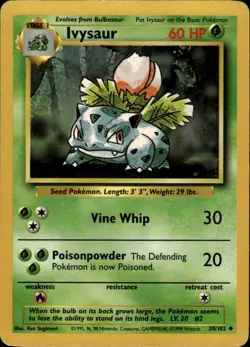 Ivysaur Uncommon Base Set 030/102 Grass Pokemon Card - Image 1