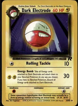 Dark Electrode Uncommon Team Rocket 34/82 Lightning Unlimited Pokemon Card - Image 1