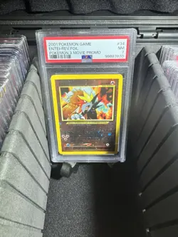 2001 POKEMON GAME MOVIE POKEMON 3 MOVIE PROMO #34 ENTEI-REVERSE FOIL PSA 7 - Image 1