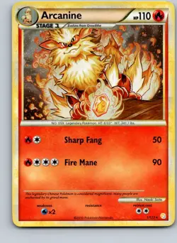 Arcanine Holo Holo Rare HeartGold SoulSilver 1/123 LP Pokemon - Image 1