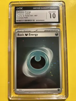 POKEMON: DARKNESS ENERGY #007🔥CGC 10 GEM🔥SCARLET & VIOLET 151-2023 COSMOS HOLO - Image 1