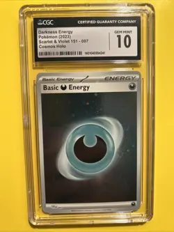 POKEMON: DARKNESS ENERGY #007🔥CGC 10 GEM🔥SCARLET & VIOLET 151-2023 COSMOS HOLO - Image 3