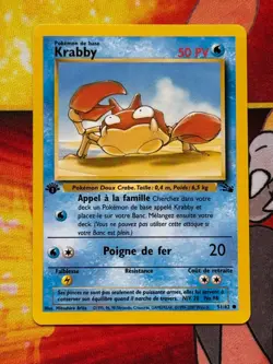 Krabby 51/62 1st Edition Common - Wotc Vintage Pokemon Fossil French - NM/VLP - Image 1