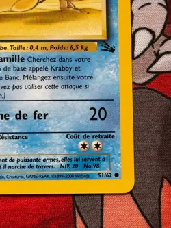 Krabby 51/62 1st Edition Common - Wotc Vintage Pokemon Fossil French - NM/VLP - Image 5