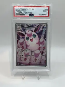 2025 POKEMON PFL EN-PHANTASMAL FLAMES ILLUSTRATION RARE #105 WIGGLYTUFF PSA 9 - Image 1