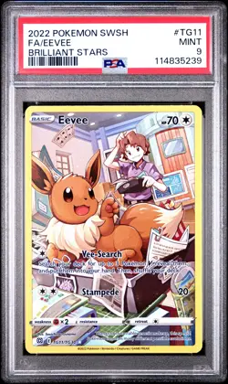 2022 POKEMON SWORD & SHIELD BRILLIANT STARS #TG11 FULL ART/EEVEE PSA 9 - Image 1