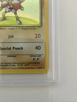 Pokemon PSA 9 Hitmonchan 007/102 Base Set Holo 1999 - Image 5