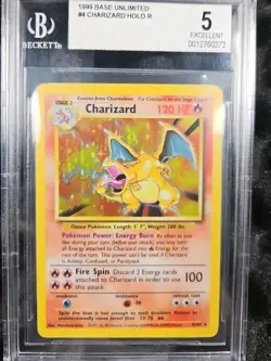 1999 Pokemon Charizard Base Set #4/102 Holo Unlimited Rare BGS 5 Ex Centered - Image 2