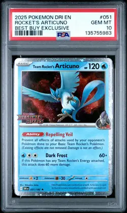 2025 POKEMON DRI EN-DESTINED RIVALS #051 TEAM ROCKET'S ARTICUNO PSA 10 - Image 1