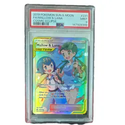 Pokemon Mallow & Lana Full Art 231/236 Cosmic Eclipse Ultra Rare PSA 9 - Image 1