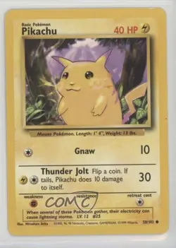 Pikachu Pokemon Base Set #58 1999 - Image 1