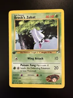 Brock's Zubat Common 1st Edition Gym Heroes 74/132 Pokemon - Image 1