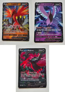 Galarian Legendary Birds V Lot – Zapdos V, Articuno V, Moltres V Pokemon TCG - Image 1