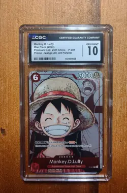 One Piece Premium Coll. 25th Anniv. P-001 Monkey D Luffy Promo Alt Art CGC 10 - Image 1