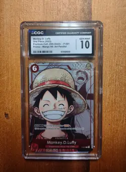 One Piece Premium Coll. 25th Anniv. P-001 Monkey D Luffy Promo Alt Art CGC 10 - Image 2